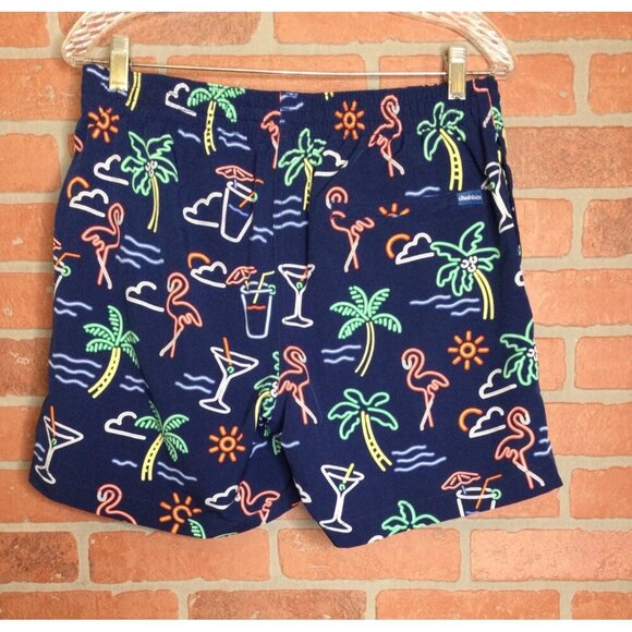 Chubbies Mens Swim Trunks Shorts Size L Tropical Neon Lights Print Flamingo - Picture 3 of 8